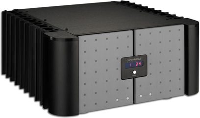 Stereohøjttaler-forstærker Consonance Forbidden City Calaf grå, set forfra, rektangulær form, sort, grå frontpanel med prikker