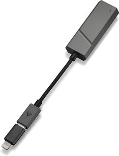 Convertitore audio portatile Astell&Kern AK HC2 nero, connettore Lightning maschio a 8 pin, cavo intrecciato nero