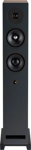 Gulvhøjttaler Davis Acoustics Krypton 6 Classik valnød, frontvisning, 3 sorte cirkulære højttalerenheder, rektangulær port nederst