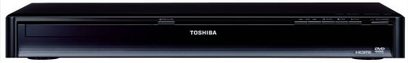 Toshiba XDE500 sort 4K Blu-ray-afspiller, set forfra, rektangulær form der er længere vandret, blank frontpanel