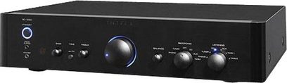 Rotel RA-1520 sort hi-fi stereoforstærker, blank sort front, aluminiumsknapper, set forfra