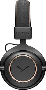 Ασύρματα ακουστικά Beyerdynamic Amiron wireless μαύρο και χάλκινο, πλευρική όψη, κυκλικό ακουστικό, επενδεδυμένο στήριγμα κεφαλής, ορατό λογότυπο