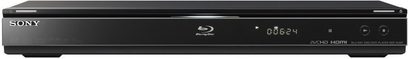 Sony BDP-S360 sort Blu-ray-afspiller, set forfra, vandret rektangulært format, blank frontpanel med knapper og indikatorlys