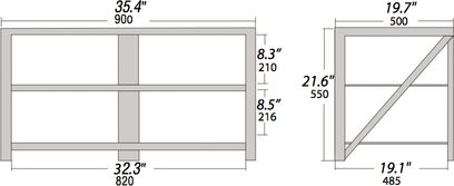Norstone Design Eker 3 audio-videomøbel med dimensioner i tommer: bredde 35,4", højde 21,6", dybde 19,1"