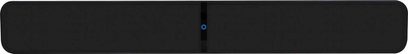Soundbar BlueSound Pulse Soundbar 2i černý, pohled zepředu, protáhlý obdélníkový tvar, matný černý povrch s modrým svítícím bodem