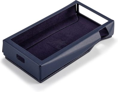 Niebieskie etui Astell&Kern SP3000M, otwarte sztywne etui z wycięciem na ekran i ciemnym teksturowanym wnętrzem