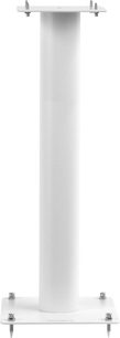 Pé de caixa acústica Norstone Stylum 3 branco acetinado, cilíndrico, em metal lacado branco, com base e placa superior quadradas