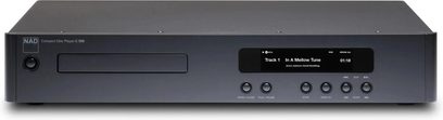 Odtwarzacz CD hi-fi NAD C569 w kolorze antracytowym, widok z przodu z szufladą po lewej stronie, wyświetlaczem i okrągłymi przyciskami po prawej stronie