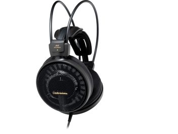 Czarne otwarte słuchawki hi‑fi Audio-Technica ATH-AD900X, okrągłe nauszniki z metalową siatką, podwójny pałąk widziany z boku