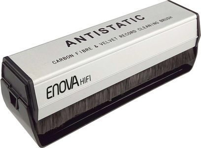 Antistatisk kulfiber vinylbørste Enova HIFI BVA 20, børstet metalkabinettet, hvid etiket