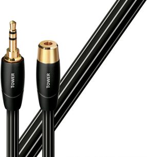 Audioquest Tower heliikaabel 3,5 mm meespistiku ja 6,35 mm emaapistikuga, must ja kuldne, 3 meetrit, kuldse viimistlusega ühendused
