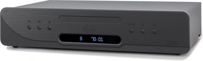 CD200 Evolution Atoll Elektronika grotuvas, vaizdas iš priekio, pilkas stačiakampis korpusas, centrinis skaitmeninis ekranas, apvalūs mygtukai