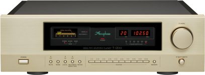 Tuner T-1200, set forfra, gylden finish, centralt display med digital visning, knapper og drejeknapper nederst