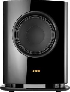 Caisson de grave Canton Reference Sub noir laqué, face avant brillante avec haut-parleur circulaire central