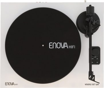 Enova HIFI FS 120 BL cirkulær sort pladetallerken, sort tonearm til højre, rektangulære knapper nederst til højre