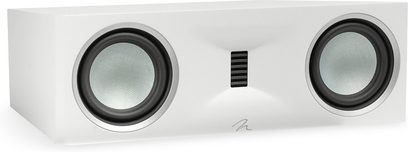 Motion XT C100 centrale luidspreker mat wit met twee zilverkleurige ronde luidsprekers en een rechthoekig zwart rooster in het midden