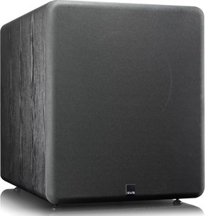 Subwoofer SVS PB-2000 Pro černý jasan, povrchová úprava černý jasan. Kostka s oblými rohy, černá mřížka na přední straně