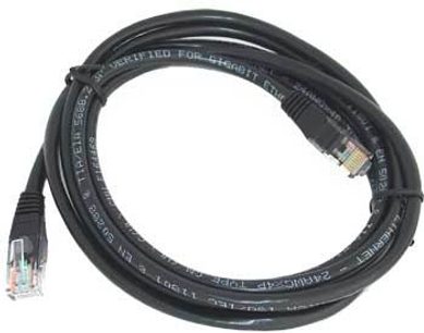 Sort Ethernet-netværkskabel RJ45 "H C S Initial Ethernet 2m", med RJ45-stik i enderne, oprullet