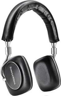 Bowers & Wilkins P5 S2 hovedtelefoner i sort, set forfra, polstret hovedbøjle i læder, ovale ørekopper i perforeret læder