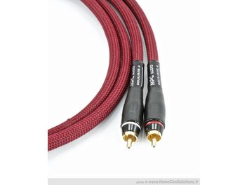 MPC Audio Balanced 4 Modulation 2 x 1m RCA-lydkabel, rød, forgyldte RCA-stik, tæt på, forfra