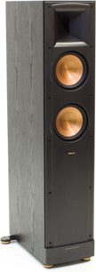 Klipsch RF-62 MkII akustisk højttaler, grå træhøjttaler, 2 kobberbelagte højttalere, ventilationsport, bred base