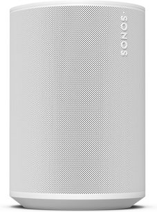 Sonos Era 100 SL hvid trådløs højttaler set forfra, cylindrisk kabinet med perforeret metalgitter