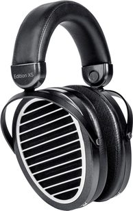Sluchátka Hifiman Edition XS v černé barvě, pohled z levého profilu, oválné náušníky, kovová mřížka, polstrovaný oblouk