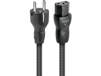 Strømkabel Audioquest NRG-Y3 1 m sort med fletet nylonbeskyttelse, Schuko- og IEC C13-stik i sort plast, forsidevisning