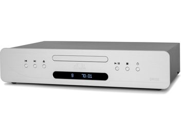 High-fidelity CD player Atoll Electronique DR100 Evolution silver, front view, silver front panel, central digital display