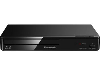 Blu-ray predvajalnik Panasonic DMP-BDT167 črn, pogled od spredaj z USB priključkom na sprednji plošči