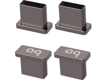 Audioquest tappi anti-rumore USB set da 4 cappucci grigi rettangolari logo aq per porte USB