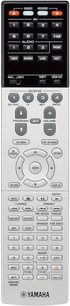 Yamaha RX-A1060 titanium remote control with numeric, navigation, and control keys for home theater amplifier