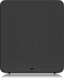 SVS PB17-Ultra subwoofer R|Evolution sort højglans sort, set forfra, sort gitter, logo centreret nederst, afrundede hjørner