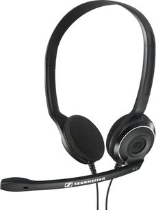 Sennheiser PC 8 USB sort hovedtelefon med mikrofon på fleksibel arm, justerbar hovedbøjle og runde ørepuder