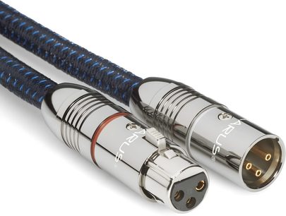 Аудіокабель Clarus Aqua XLR аналоговий, 1 м, з сріблястими металевими конекторами, позолоченими штифтами та плетеною опліткою синьо-чорного кольору