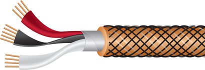 Digitālais audio kabelis AES/EBU Micro Eclipse 10 1m, melna un vara pīta apvalka, sarkani, melni, balti vadītāji, atklāti zeltīti vadi