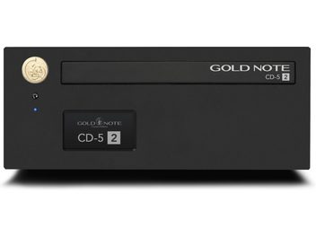 Gold Note CD-5.2 hi-fi-CD-spiller svart, forfra med innlastingsspor og liten frontskjerm
