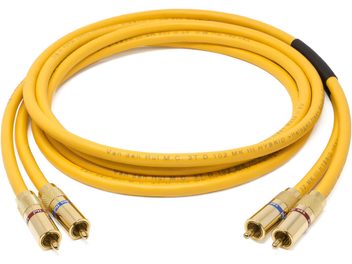 Câble audio RCA jaune Van den Hul The D-102 MKIII 3T Hybrid, connecteurs dorés, gaine tressée noire, longueur 0,8 mètre