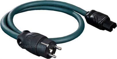 Síťový napájecí kabel Cardas Parsec Power 1 m, konektory Schuko a IEC, zelený opletený plášť, černé koncovky
