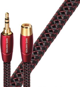 Audioquest Golden Gate audio kabel Jack 3,5 mm samec na samice, červeno-černý opletený, délka 5 metrů