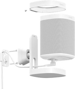 Beyaz Sonos hoparlör için duvar desteği, beyaz plastik bileşenleri gösteren patlatılmış görünüm