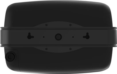 Diffusore da esterno Klipsch PSM-800-T nero, vista posteriore con supporto di fissaggio centrale e copertura laterale