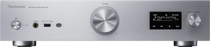 Technics SU-GX70EG-S stereoforstærker i sølv, børstet metalfront, drejekontakter, centralt digitalt display