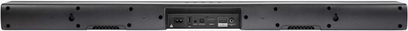 Sort Denon DHT-S217 soundbar, set forfra, med tilslutninger på bagsiden, herunder HDMI-, optiske og USB-porte