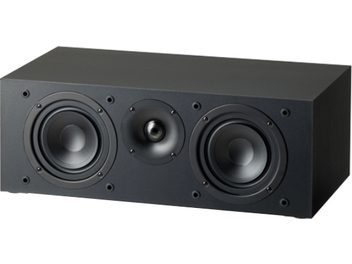 Центральна акустична система Paradigm Monitor SE 2000C матово-чорна, вигляд спереду, 2 низькочастотні динаміки, 1 твітер, прямокутний корпус