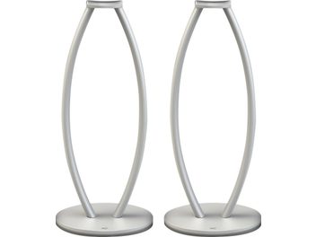 To Cabasse højttalerstativer "Stativ til The Pearl Akoya hvid", slankt ovalt design i mat lysegrå metal