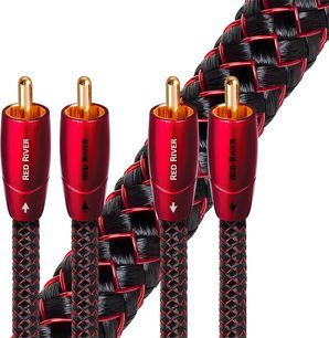 AudioQuest Red River RCA-Kabel, rot metallisierte Stecker mit vergoldeten Kontakten und schwarz-rotem Geflechtschlauch