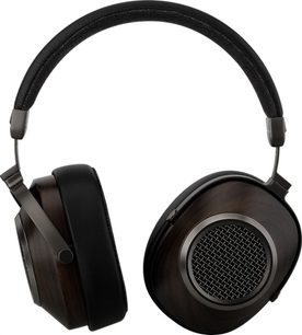 Zwarte en bruine Sendy Audio Anser Zebrano hifi-hoofdtelefoon, met ronde roosters en gevoerde hoofdband