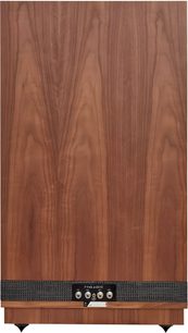 Diffusore da pavimento Fyne Audio Classic XII noce, vista posteriore, cabinet in legno di noce, banda nera testurizzata, morsettiera quadrupla in basso