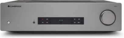 Stereo-Hi-Fi-Verstärker Cambridge Audio CXA81 MkII Silber, Frontansicht, Frontblende mit Tasten, Drehregler, Anschlüssen und Display